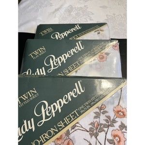 3 NOS Vtg Lady Pepperrel Floral Japanese Garden Twin Sheets USA